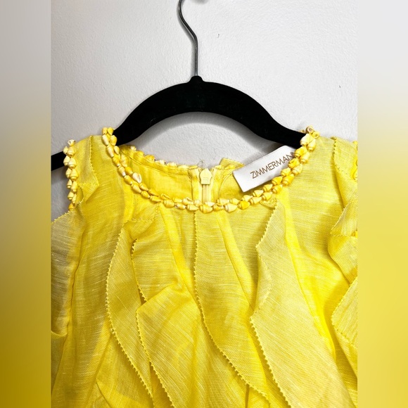 NWT Zimmermann Wonderland Silk Maxi Ruffles Dress Lemon Yellow Size 2/ Medium - Picture 11 of 14